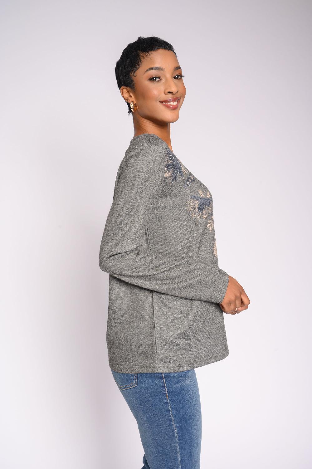 Contempo Print Tapestry Bling Top