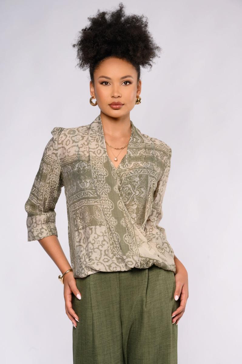 contempo Print Wrap Top