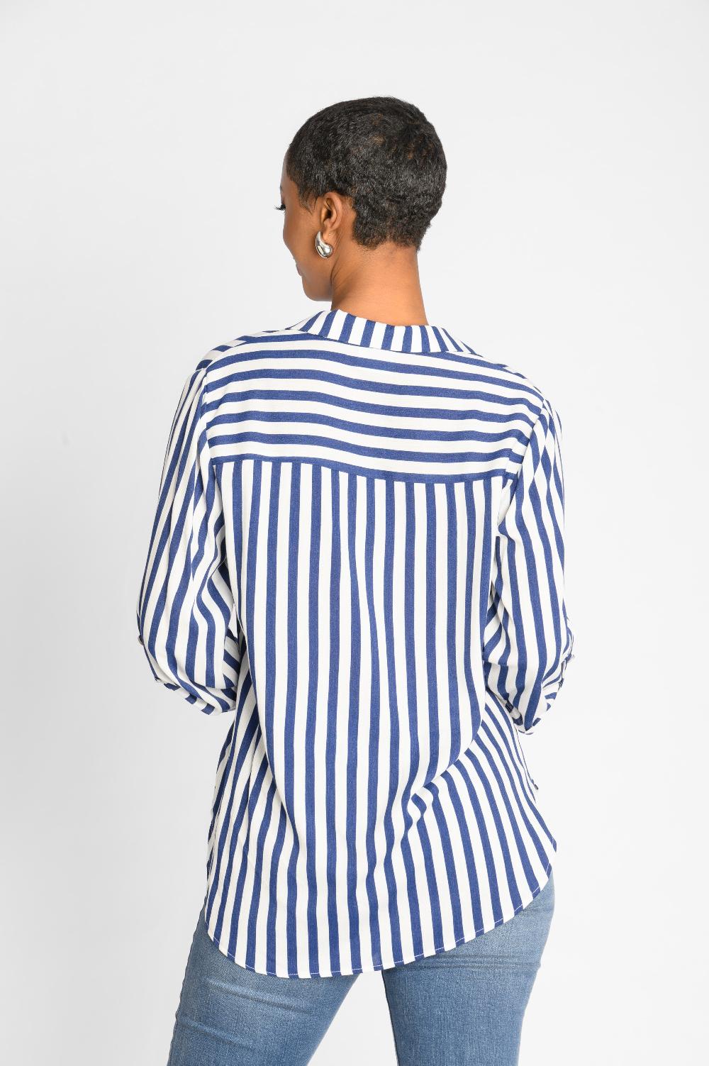 Contempo Stripe Crinkle Woven Top