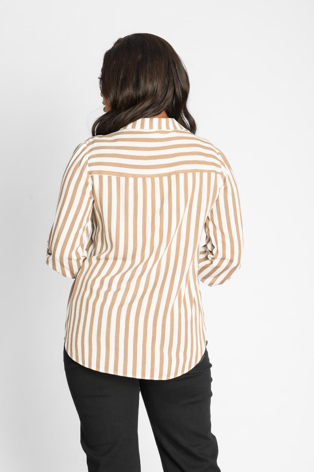 Contempo Stripe Crinkle Woven Top