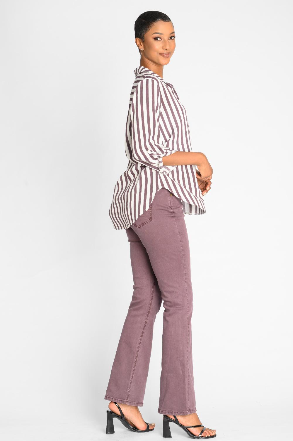 Contempo Stripe Crinkle Woven Top