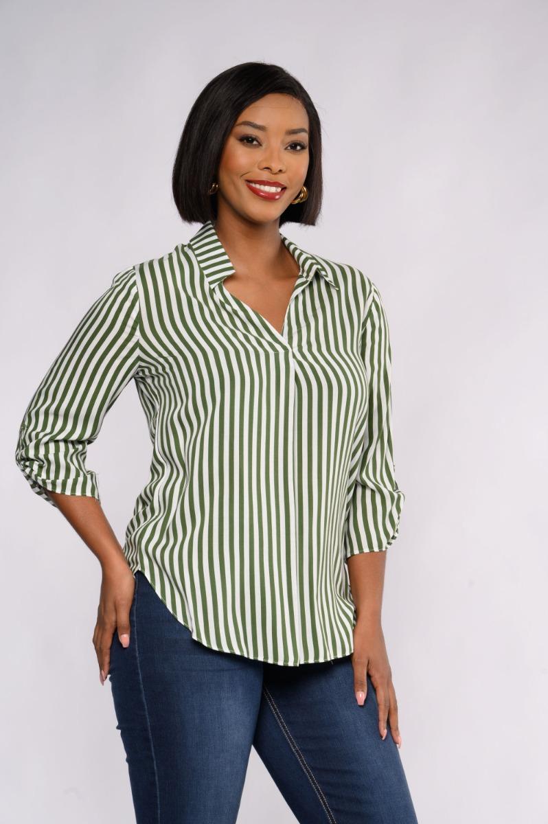 Contempo Stripe Woven Viscose Top