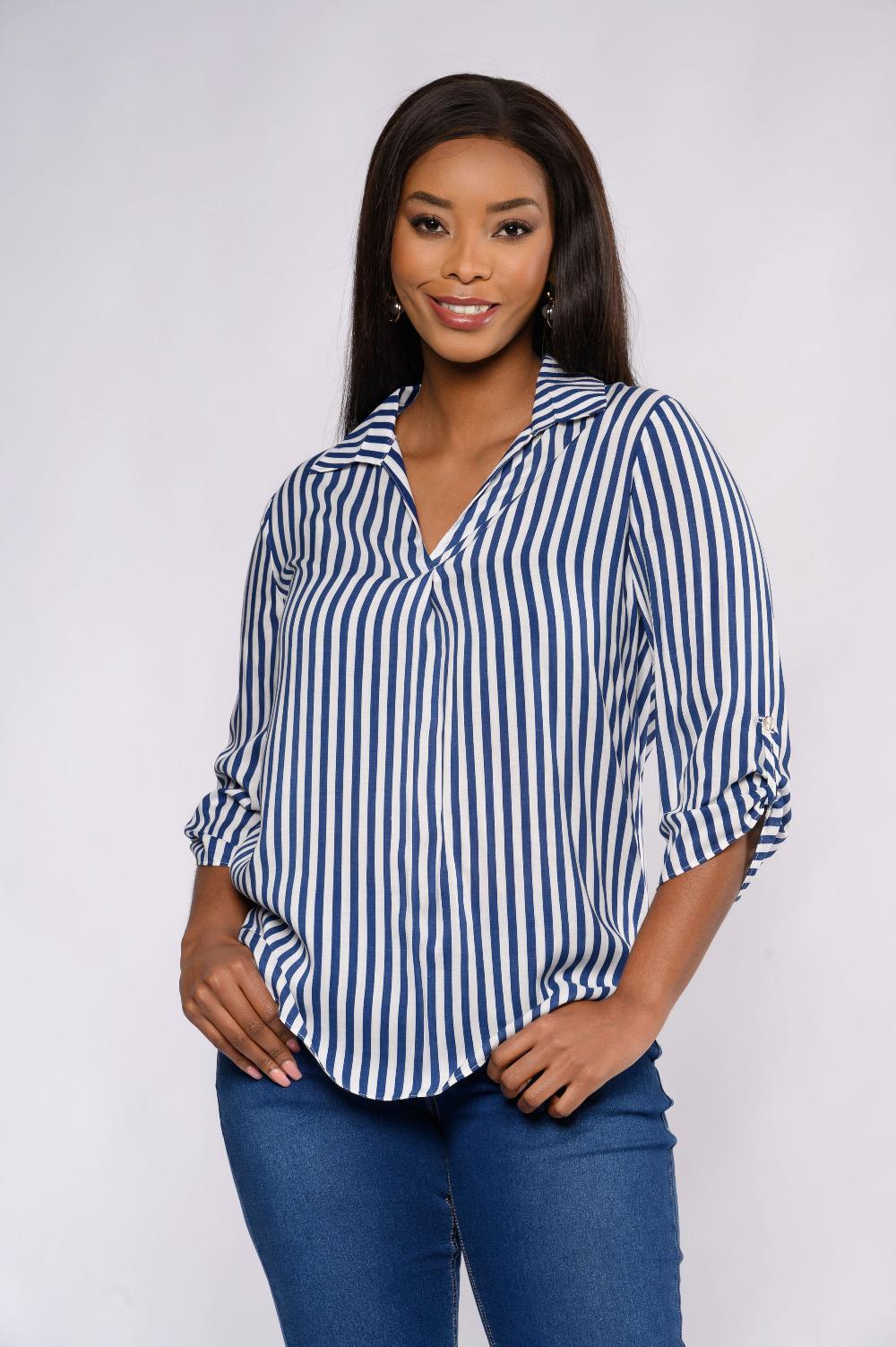 contempo Stripe Woven Viscose Top