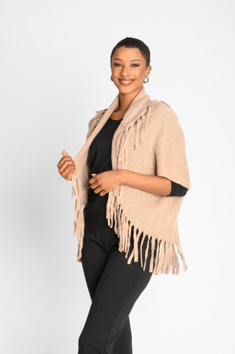 Contempo Tassel Sleeve Poncho