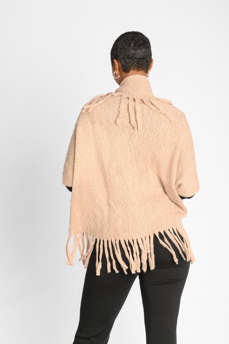 Contempo Tassel Sleeve Poncho