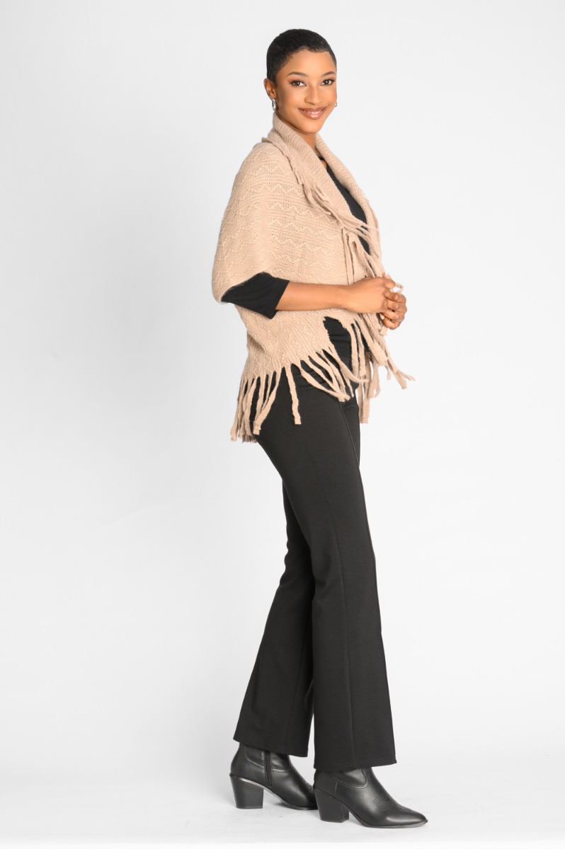 Contempo Tassel Sleeve Poncho