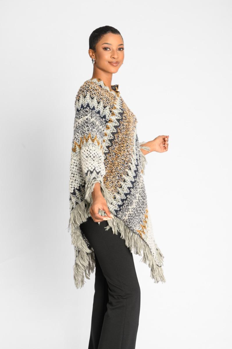 Contempo Textured Multi Colour Poncho