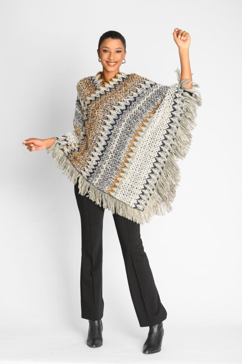 Contempo Textured Multi Colour Poncho