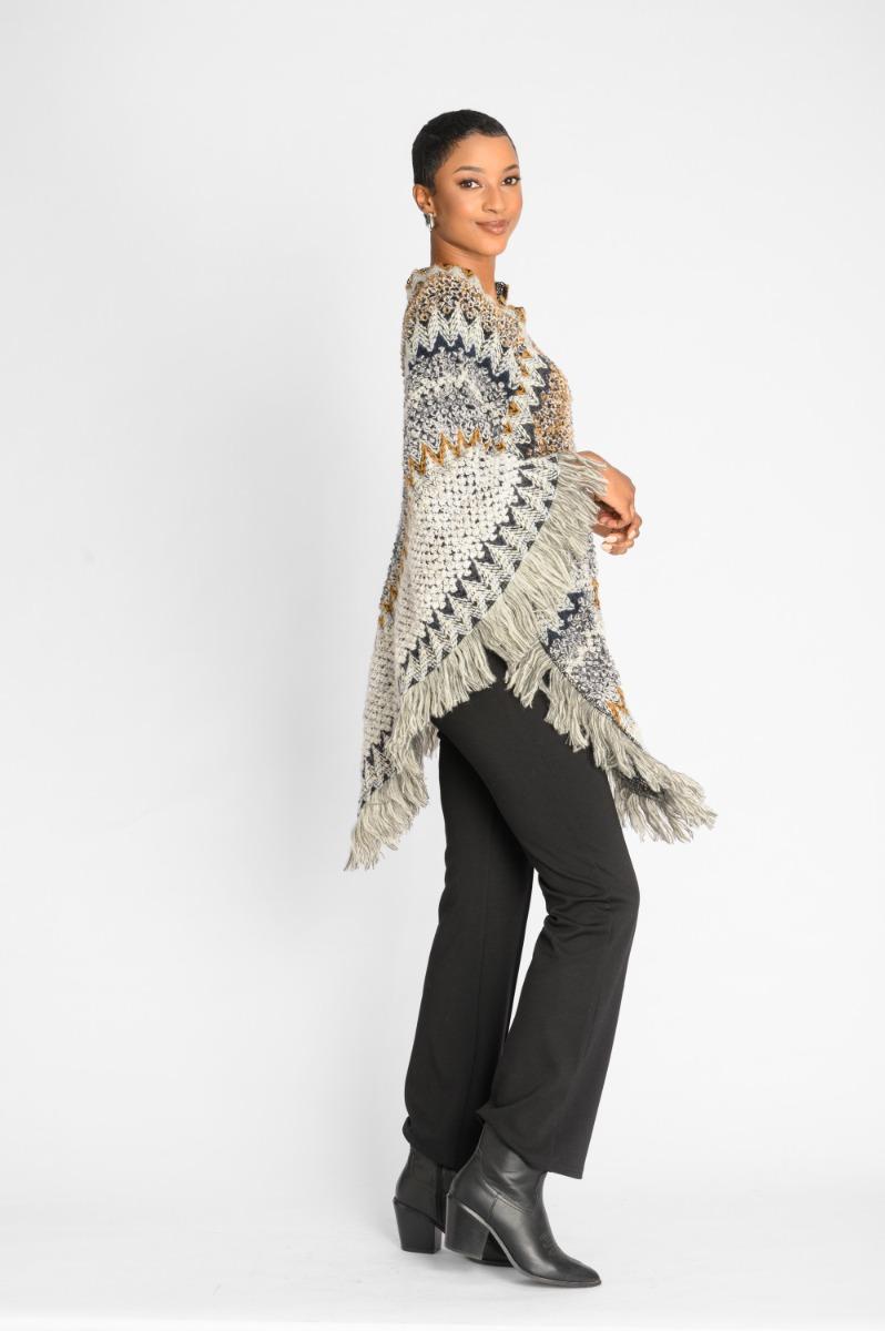Contempo Textured Multi Colour Poncho