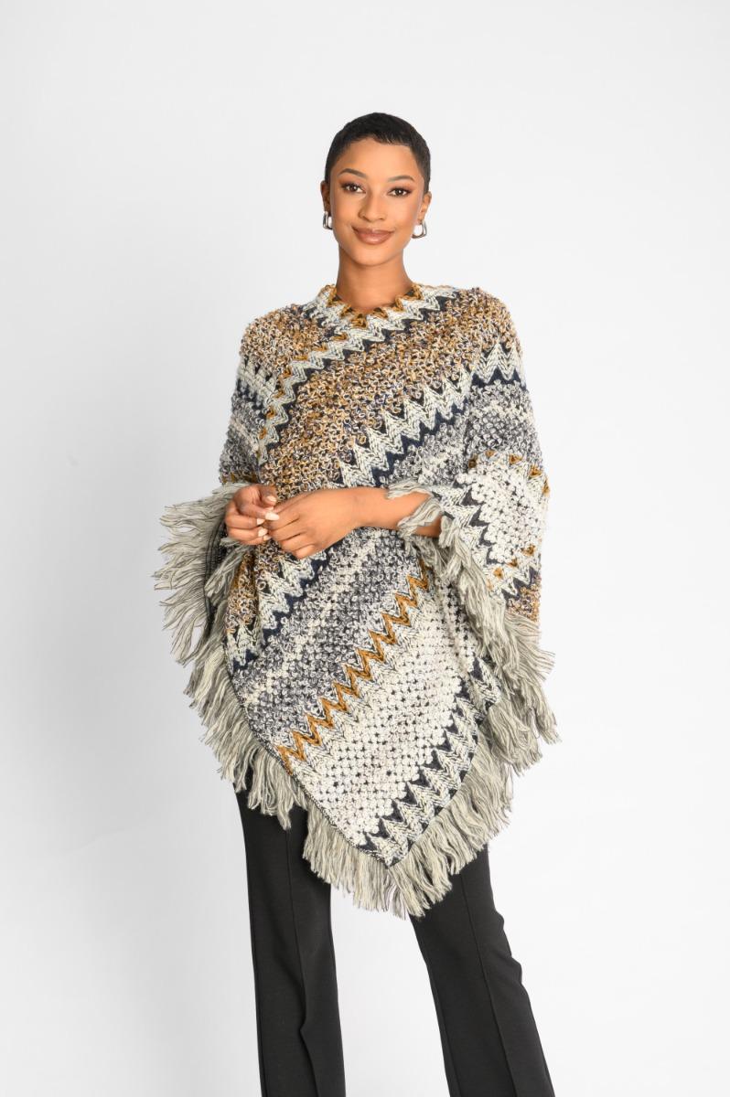contempo Textured Multi Colour Poncho