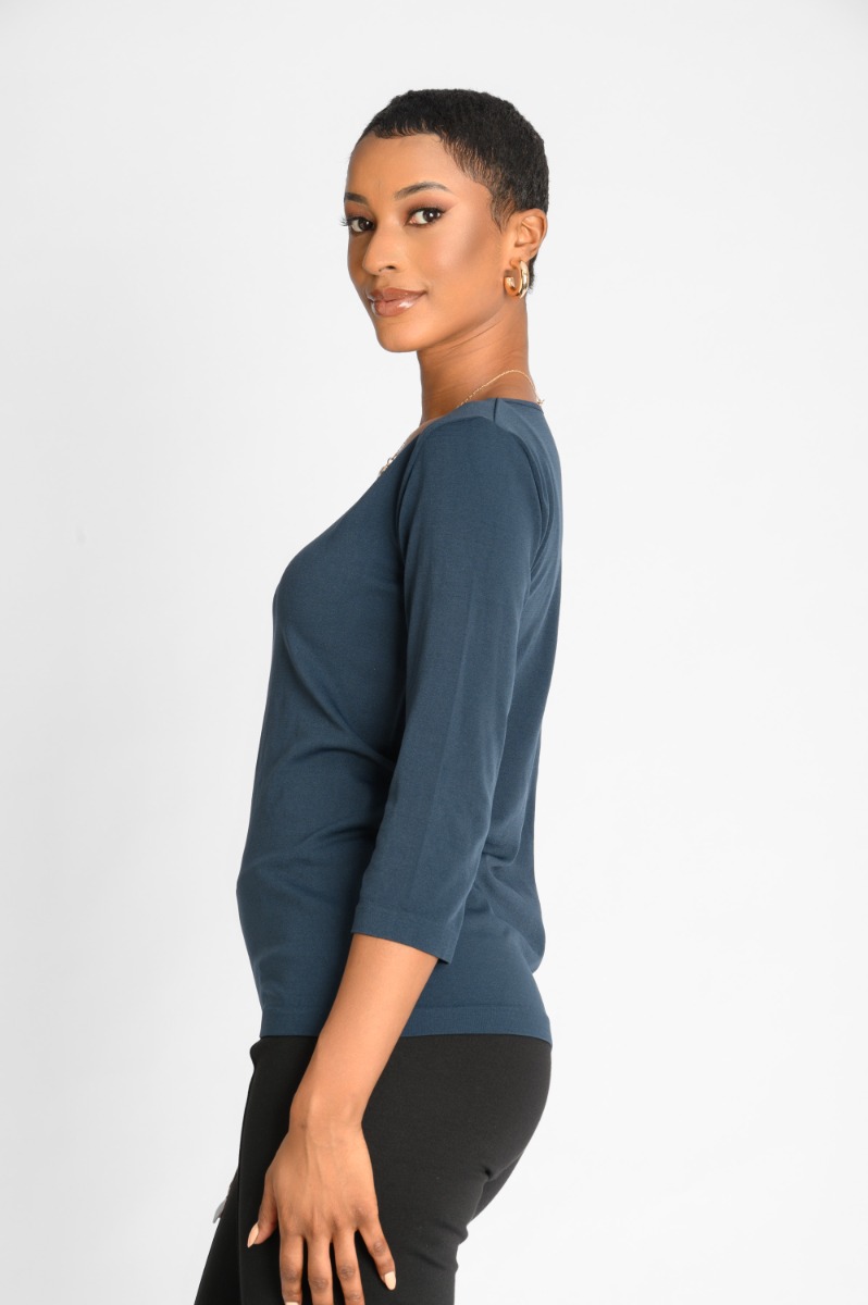 Contempo V Neck Knit Top