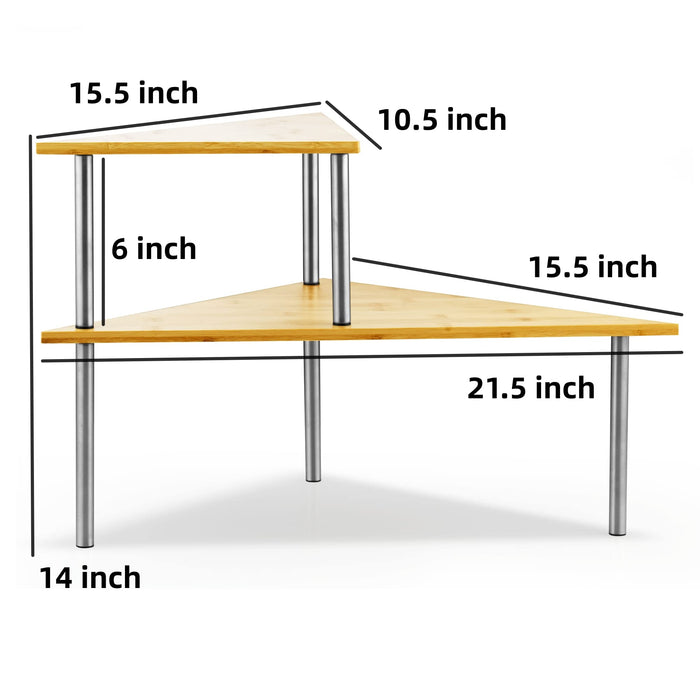 Cook N Home Cook N Home 02649 Corner Storage Shelf Organizer 2 Tier Bamboo