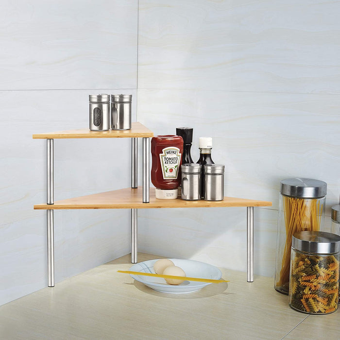 Cook N Home Cook N Home 02649 Corner Storage Shelf Organizer 2 Tier Bamboo
