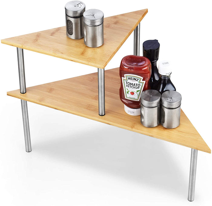 Cook N Home Cook N Home 02649 Corner Storage Shelf Organizer 2 Tier Bamboo