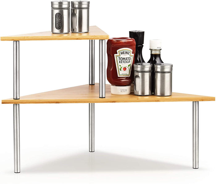 cook n home Cook N Home 02649 Corner Storage Shelf Organizer 2 Tier Bamboo