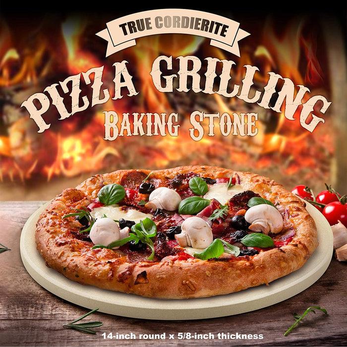 Cook N Home Cook N Home 02662 Pizza Grilling Baking Stone With Scraper Heavy Duty Cordierite 16-Inch Round Bread Stone For Oven And Grill Thermal Shock Resistant Ideal For Baking Golden Crisp Crust Pizza