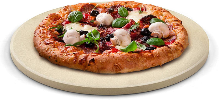 cook n home Cook N Home 02662 Pizza Grilling Baking Stone with Scraper Heavy Duty Cordierite 16-Inch Round Bread Stone for Oven and Grill Thermal Shock Resistant Ideal for Baking Golden Crisp Crust Pizza