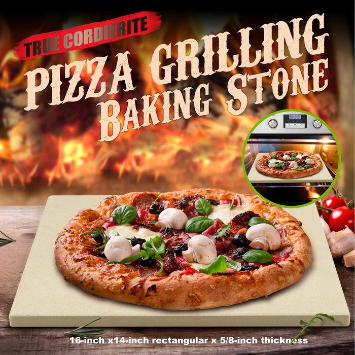 Cook N Home Cook N Home 02663 Pizza Grilling Baking Stone With Scraper 16-Inch X 14-Inch Rectangular Heavy Duty Cordierite Bread Stone For Oven And Grill Thermal Shock Resistant Ideal For Baking Crisp Crust Pizza