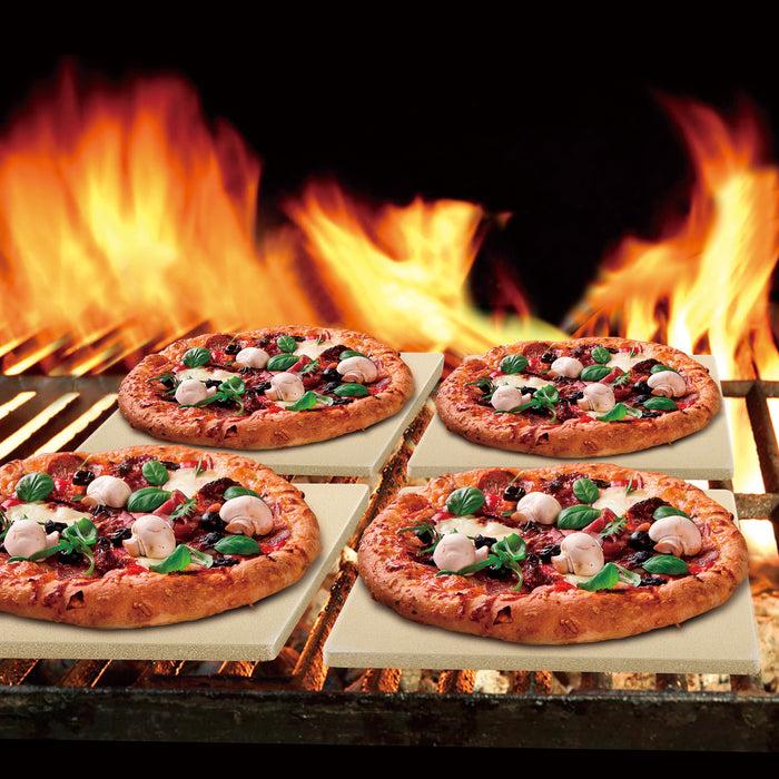Cook N Home Cook N Home 02676 Pizza Grilling Stone Set 7.5-Inch Rectangular Heavy Duty Cordierite Bread Baking Stone For Oven And Grill Ideal For Baking Crisp Crust Pizza Thermal Shock Resistant 6-Pack With Scraper