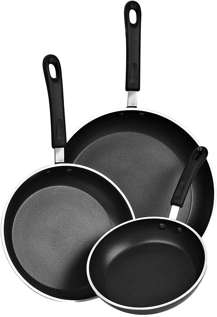 Cook N Home Cook N Home 3-Piece Set Saute Pan With Non-Stick Coating Induction Compatible Bottom Black Large