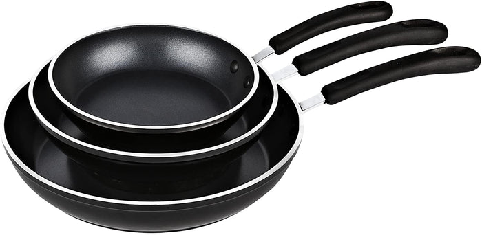 cook n home Cook N Home 3-Piece set Saute Pan with Non-Stick Coating Induction Compatible Bottom Black Large