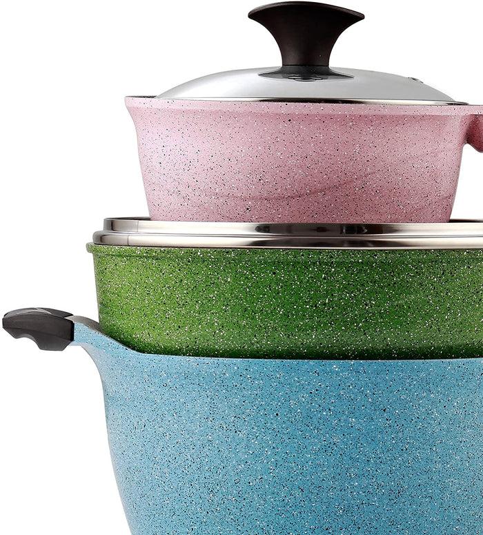 Cook N Home Cook N Home 6-Piece Nonstick Ceramic Coating Cookware Set Multi Color Made In Korea