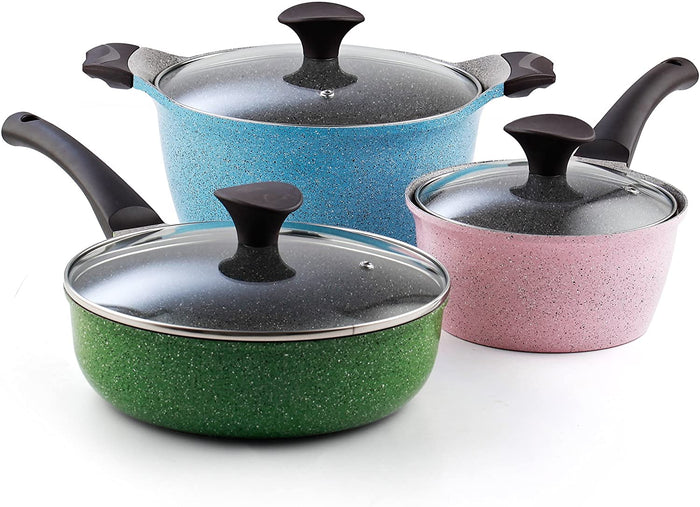 cook n home Cook N Home 6-Piece Nonstick Ceramic Coating Cookware Set Multi Color Made in Korea