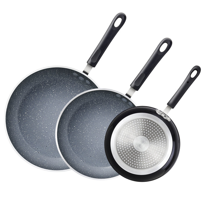 cook n home Cook N Home 8"/10"/12" 3 Pieces Frying Saute Pan Set with Non-stick Coating and Induction Compatible bottom Black