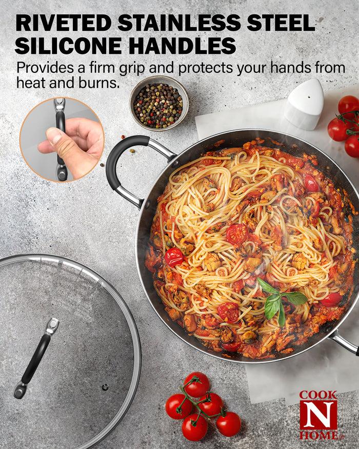 Cook N Home Cook N Home 8-Piece Nonstick Heavy Gauge Cookware Set Black With Marble Coating