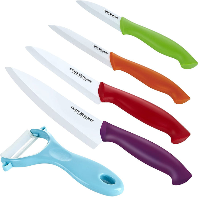 cook n home Cook N Home 9-Piece Ceramic Knife Set with Sheaths Multicolor