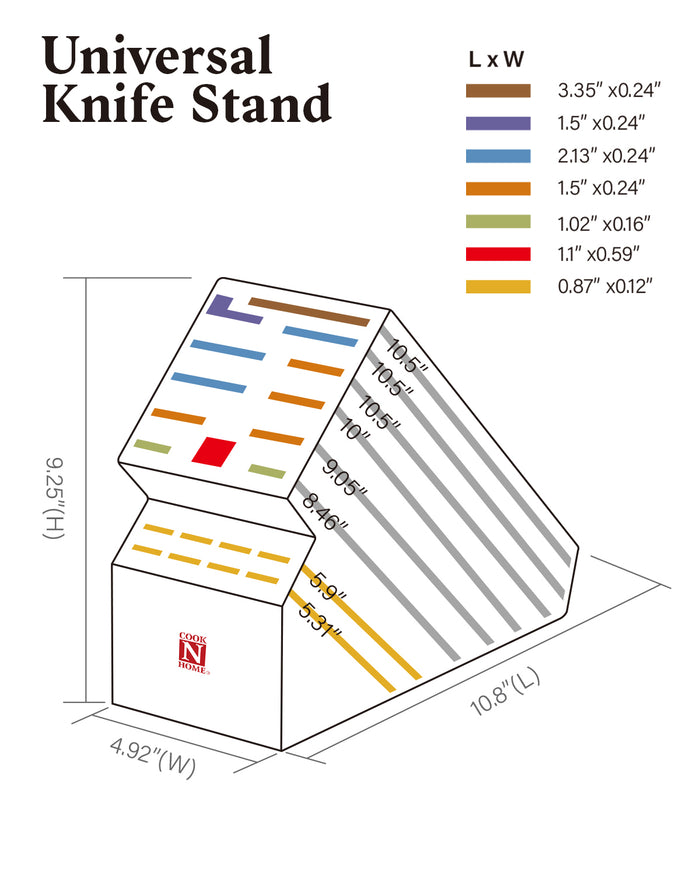 Cook N Home Cook N Home Acacia Wood Knife Storage Block Without Knives 20 Slot Universal Knife Holder Countertop Butcher Block Knife Stand For Easy Kitchen Storage