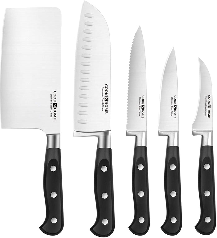 Cook N Home Cook N Home Asian Chef Knife 6pc Set With Bamboo Storage Block