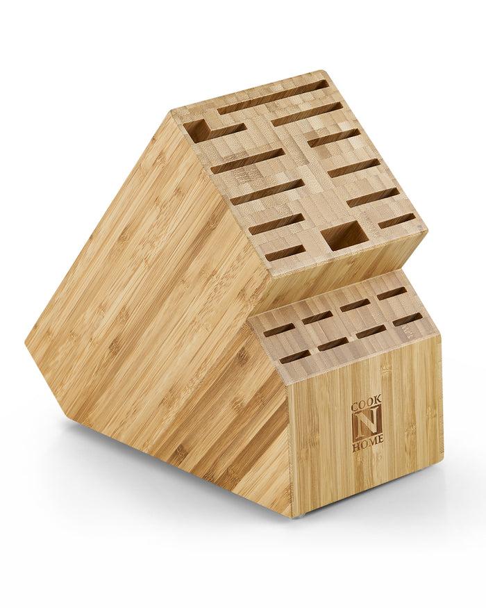 cook n home Cook N Home Bamboo Knife Storage Block without Knives 20 Slot Universal Knife Holder Countertop Butcher Block Knife Stand for Easy Kitchen Storage