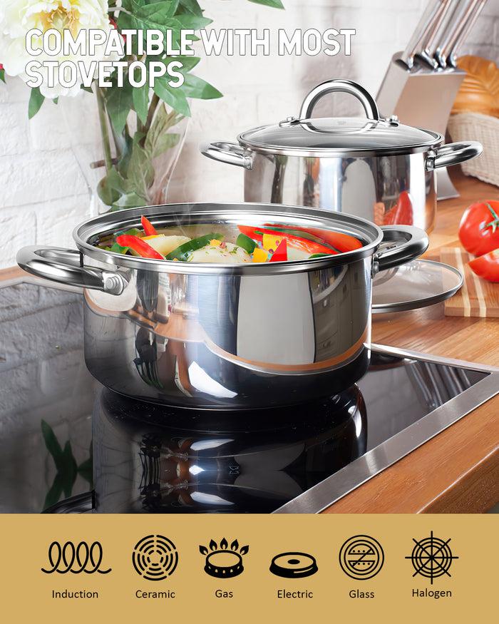 Cook N Home Cook N Home Basic Stainless Steel Sauce Pot Saucier Casserole 6-Piece Set