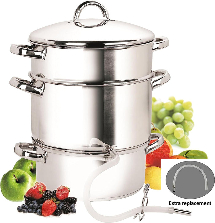 cook n home Cook N Home Basics Canning Juice Steamer Extractor Pot 11-Quart Stainless Steel Multi-Purpose Jelly Steaming Cooking Pot with Strainer/Loading Pan Lid 2 Hoses with Clamp Mirror Satin
