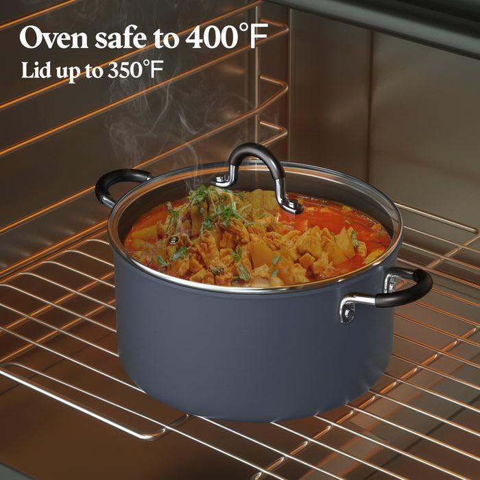 Cook N Home Cook N Home Casserole Dutch Oven Stockpot With Lid Professional Hard Anodized Nonstick 6-Quart Oven Safe - With Stay-Cool Handles Black