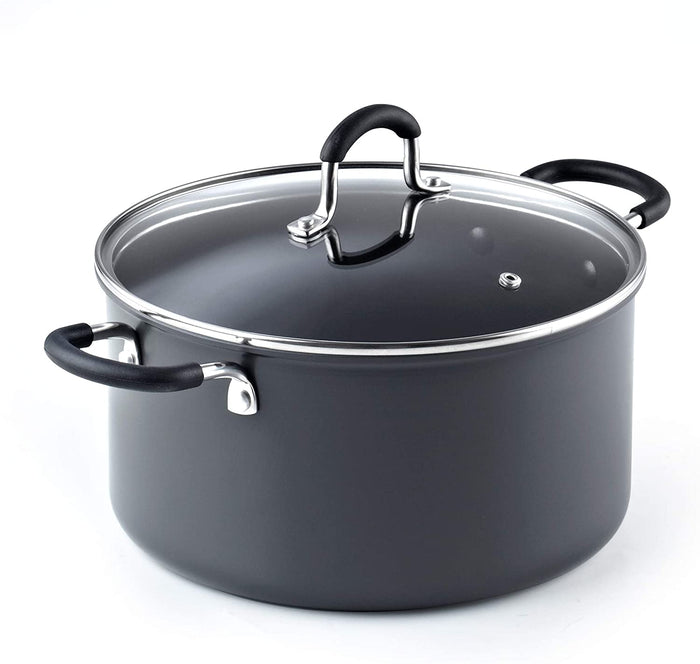 cook n home Cook N Home Casserole Dutch Oven Stockpot With Lid Professional Hard Anodized Nonstick 6-Quart Oven Safe - with Stay-Cool Handles black
