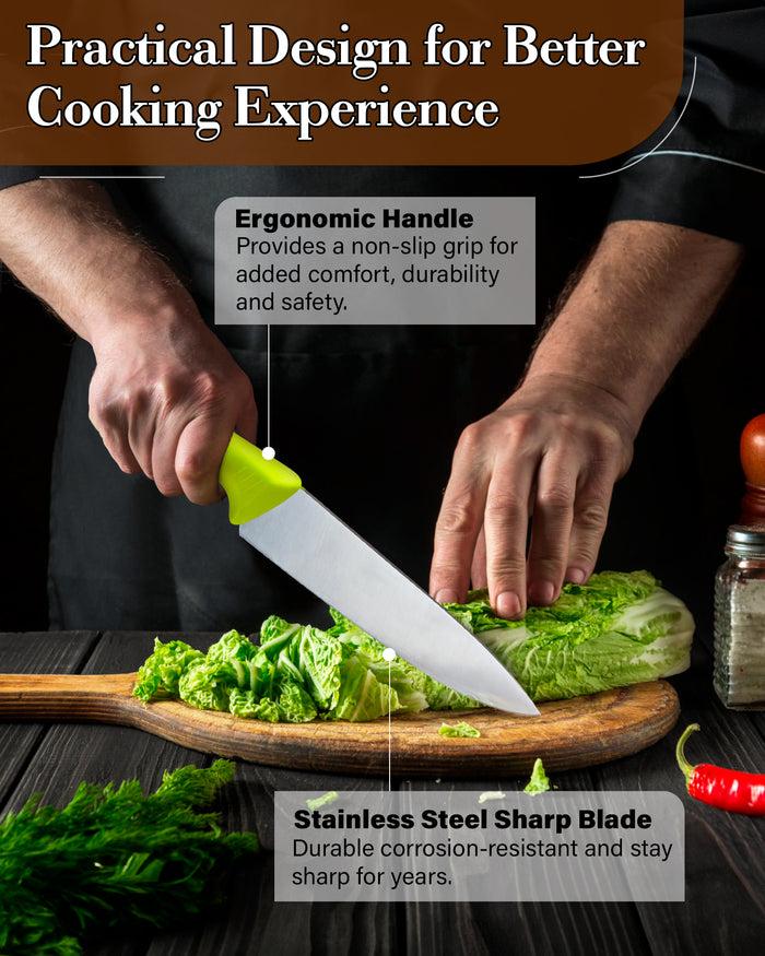 Cook N Home Cook N Home Chef's Knife Multi-Purpose 8-Inch Straight Edge High Carbon German Stainless Steel Sharp Kitchen Knife Ergonomic Handle Green