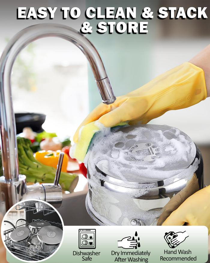 Cook N Home Cook N Home Cookware Sets 12-Piece Basics Stainless Steel Pots And Pans With Grey Silicone Handles Silver