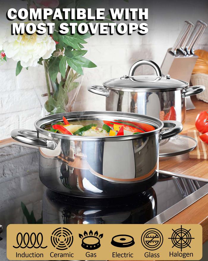cook N Home Cook N Home Kitchen Cookware Sets 12-Piece Basic Stainless Steel Pots And Pans Silver