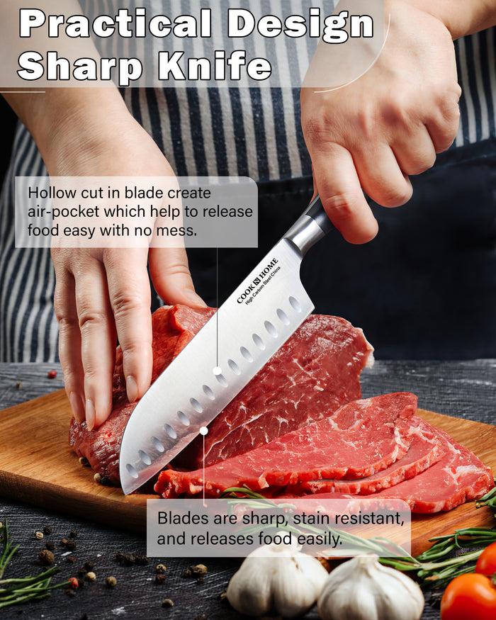 Cook N Home Cook N Home Kitchen Knife Set With Bamboo Storage Block 15-Piece High Carbon Stainless Steel Blade Black