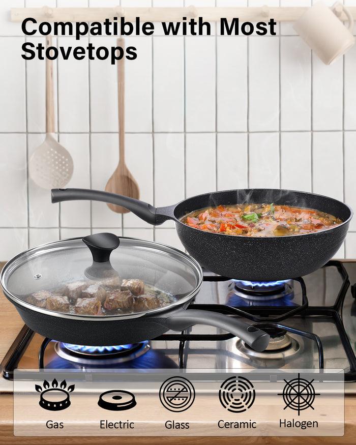 Cook N Home Cook N Home Marble Nonstick Cookware Saute Fry Pan 12-inch Made In Korea