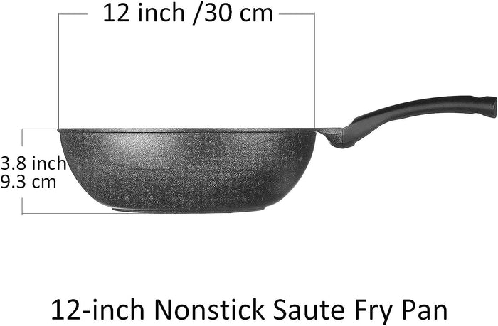 Cook N Home Cook N Home Marble Nonstick Saute Stir Fry Wok Pan 11-inch/12-inch Made In Korea