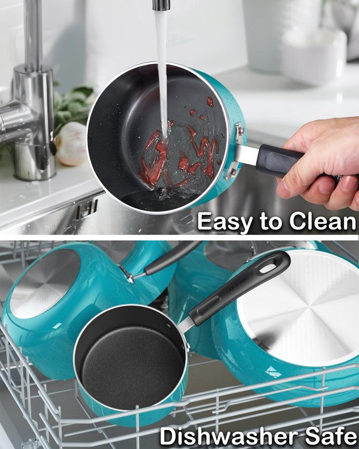 Cook N Home Cook N Home Non Stick Sauce Pan 3 Quarts Saucepan With Glass Lid Nonstick Small Multi-purpose Pot Milk Chocolate Aluminum Cooking Pot Pan With Stay-Cool Handle Turquoise