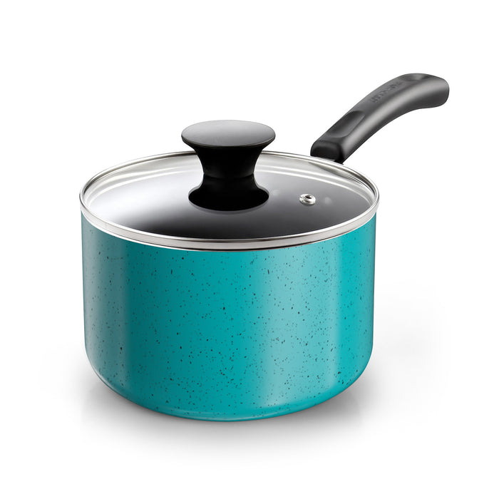 cook n home Cook N Home Non Stick Sauce Pan 3 Quarts Saucepan with Glass Lid Nonstick Small Multi-purpose Pot Milk Chocolate Aluminum Cooking Pot Pan with Stay-Cool Handle Turquoise