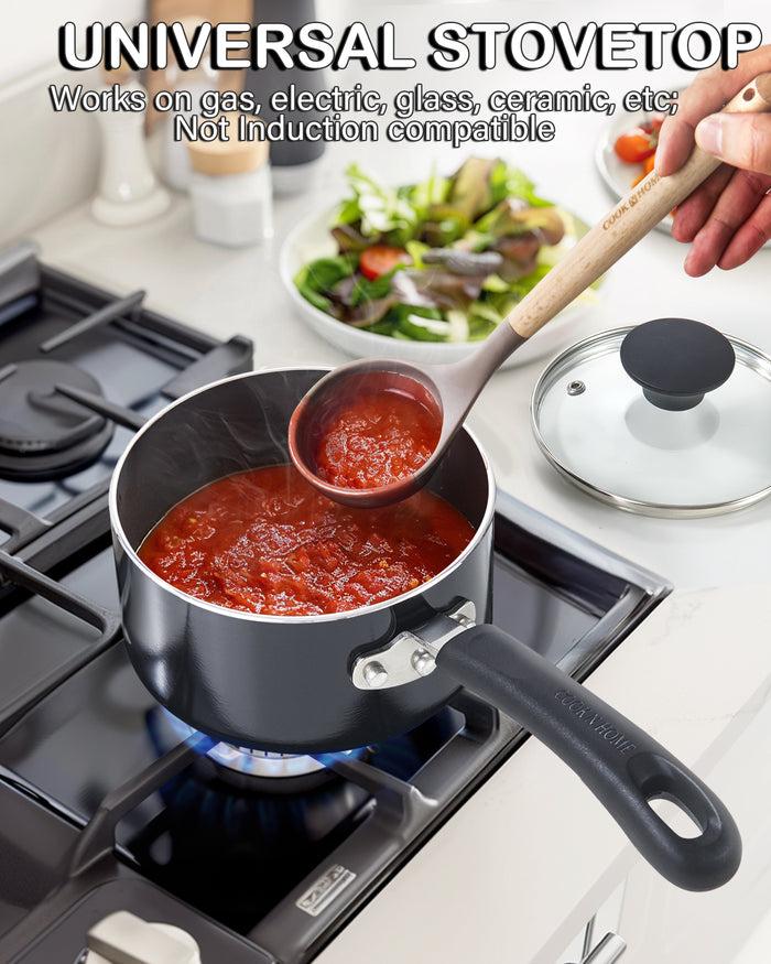 Cook N Home Cook N Home Nonstick Sauce Pan With Glass Lid 2-Qt Multi-purpose Pot Saucepan Kitchenware Black Aluminum