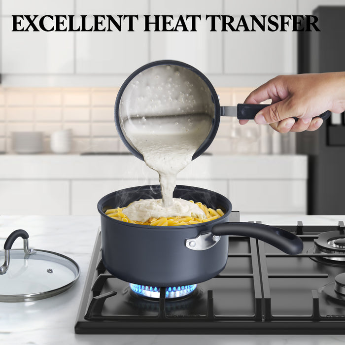 Cook N Home Cook N Home Nonstick Saucepan Sauce Pot With Lid Professional Hard Anodized 2.5 Quart Oven Safe - Stay Cool Handles Black