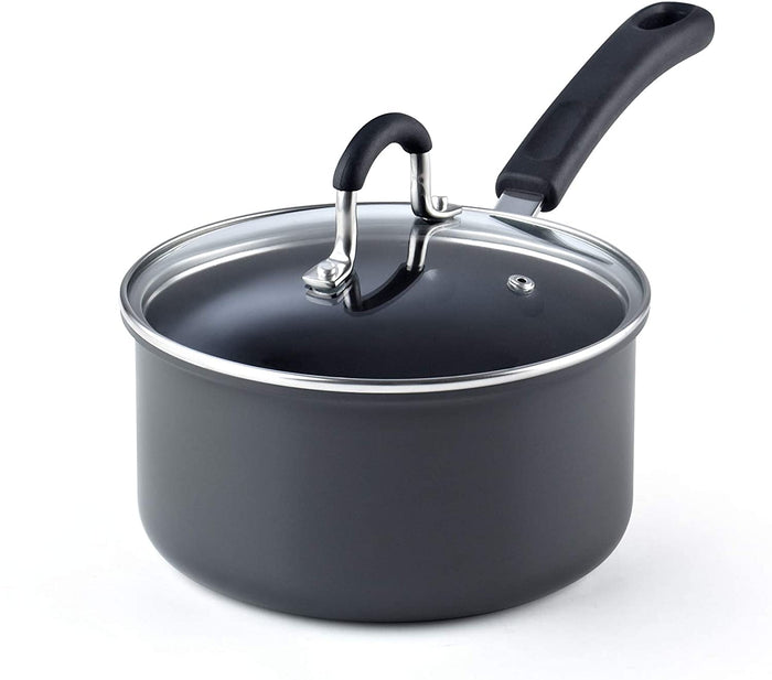 cook n home Cook N Home Nonstick Saucepan Sauce Pot with Lid Professional Hard Anodized 2.5 Quart Oven safe - Stay Cool Handles Black