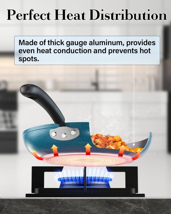 Cook N Home Cook N Home Nonstick Saute Fry Pan Skillet Set 8 9.5 And 11-Inch Kitchen Cooking Frying Saute Pan Induction Compatible Turquoise 3-Piece