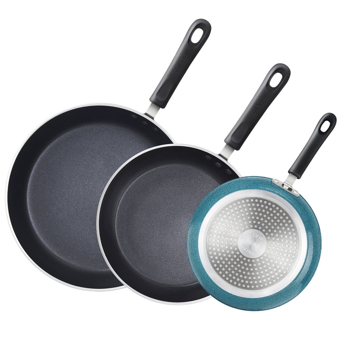 cook n home Cook N Home Nonstick Saute Fry Pan Skillet Set 8 9.5 and 11-Inch Kitchen Cooking Frying Saute Pan Induction Compatible Turquoise 3-Piece